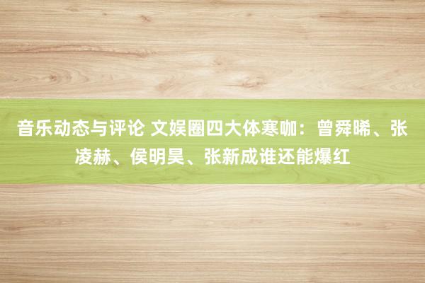 音乐动态与评论 文娱圈四大体寒咖：曾舜晞、张凌赫、侯明昊、张新成谁还能爆红