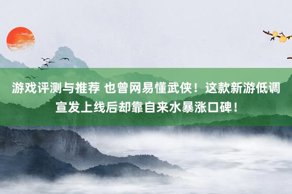 游戏评测与推荐 也曾网易懂武侠！这款新游低调宣发上线后却靠自来水暴涨口碑！