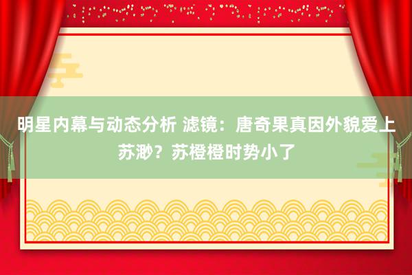 明星内幕与动态分析 滤镜：唐奇果真因外貌爱上苏渺？苏橙橙时势小了